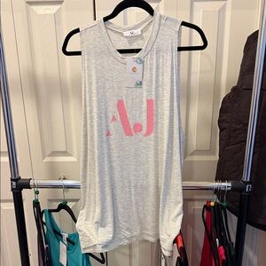 Amelia James Light Gray Tank Top with Pink AJ Logo